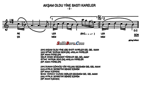 Akşam Oldu Yine Bastı Kâreler 5 Akşam oldu yine bastı kâreler notası - 4