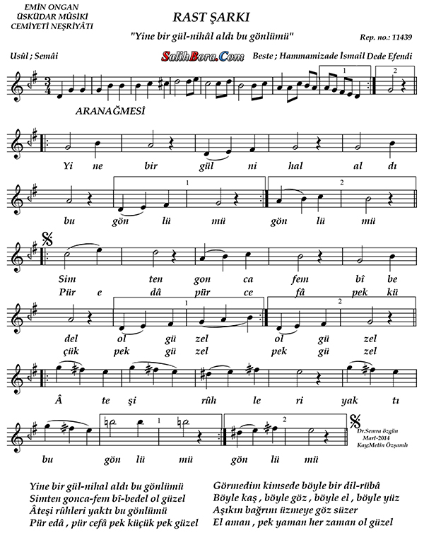 Yine Bir Gül-nihâl Aldı Bu Gönlümü 2 Yine bir gül-nihâl aldı bu gönlümü notası - 2