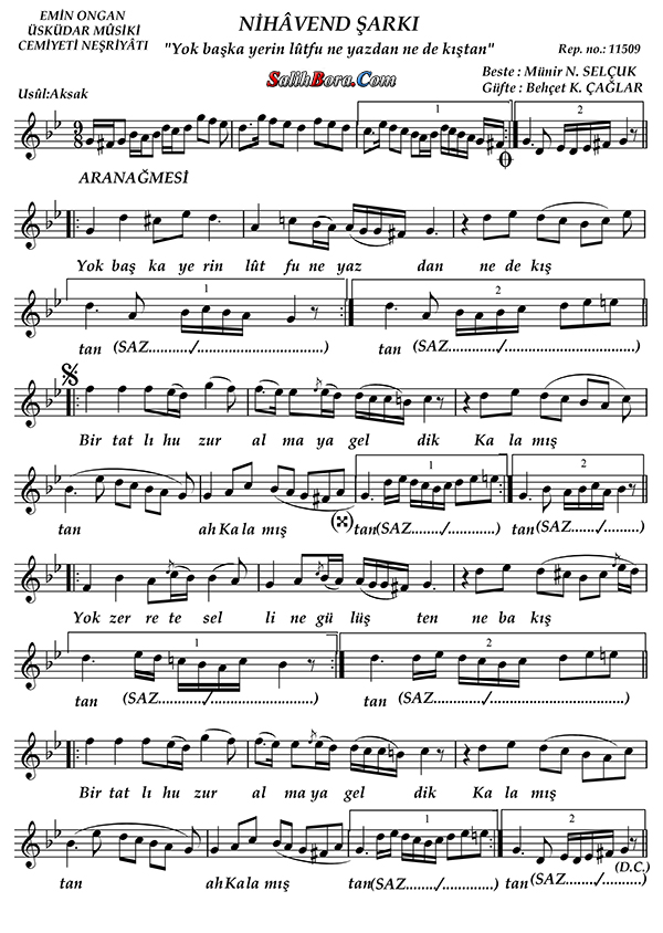 Yok Başka Yerin Lûtfu Ne Yazdan Ne De Kıştan 2 Yok başka yerin lûtfu ne yazdan ne de kıştan notası - 3