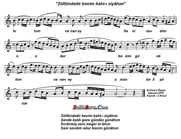 Zülfündedir Benim Bâht-ı Siyahım 3 Zülfündedir benim bâht-ı siyahım notası - 3