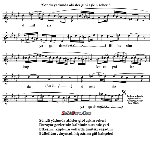 Söndü Yâdımda Akisler Gibi Aşkın Seheri 3 Söndü yâdımda akisler gibi aşkın seheri notası - 4