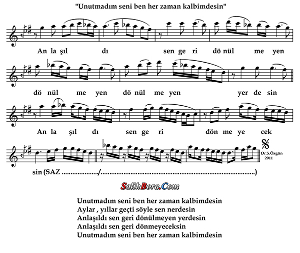 Unutmadım Seni Ben Her Zaman Kâlbimdesin 4 Unutmadım seni ben her zaman kâlbimdesin notası - 3