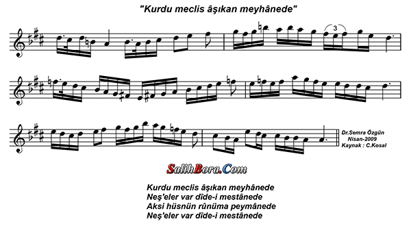 Kurdu Meclis Âşıkân Meyhânede 3 Kurdu meclis âşıkân meyhânede notası - 3
