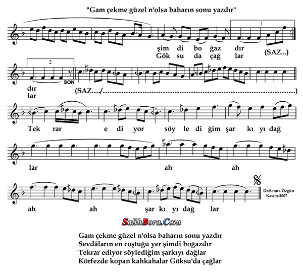 Gam Çekme Güzel N'olsa Bahârın Sonu Yazdır 3 Gam çekme güzel n'olsa bahârın sonu yazdır notası - 4