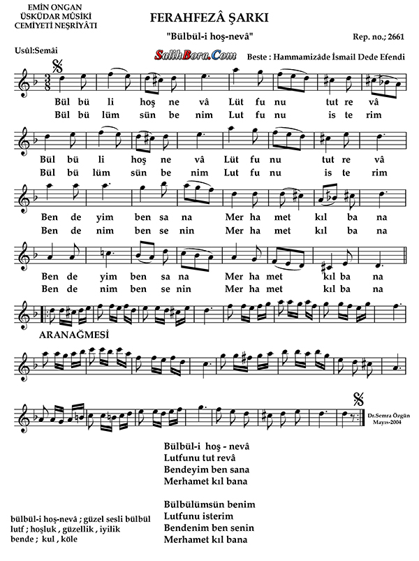 Bülbül-i hoş nevâ notası - 2