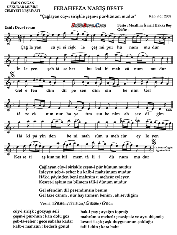 Çağlayan Cûy-i Sirişkle Çeşm-i Pür-hûnum Mudur? 2 Çağlayan cûy-i sirişkle çeşm-i pür-hûnum mudur notası - 2