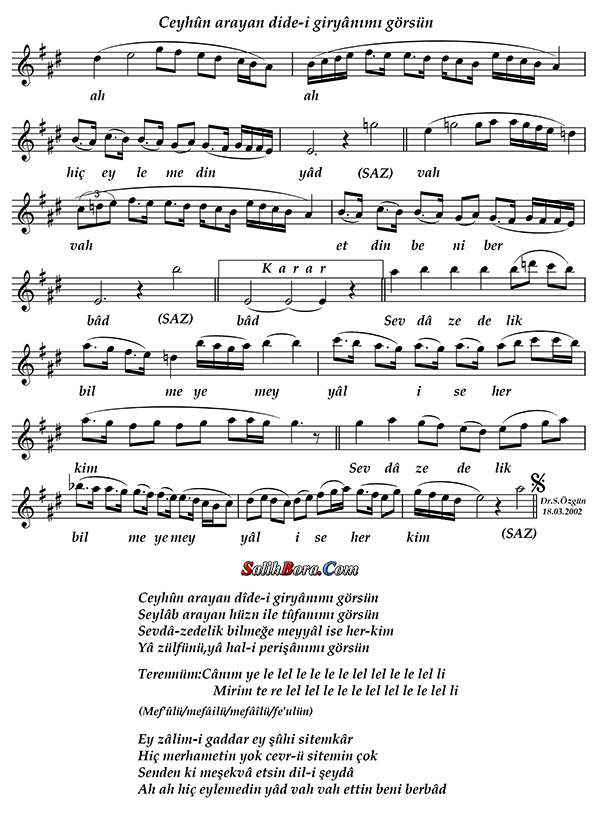 Ceyhûn Arayan Dîde-i Giryânımı Görsün 3 Ceyhûn arayan dîde-i giryânımı görsün notası - 4
