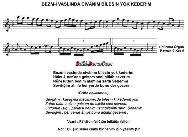 Bezm-i Vaslında Civânım Bilesin Yok Kederim 3 Bezm-i vaslında civânım bilesin yok kederim notası - 2