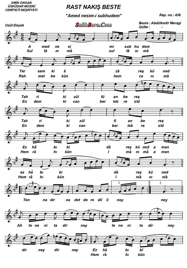 Amed Nesîm-i Sûbh-u Dem 2 Amed nesîm-i sûbh-u dem notası - 2