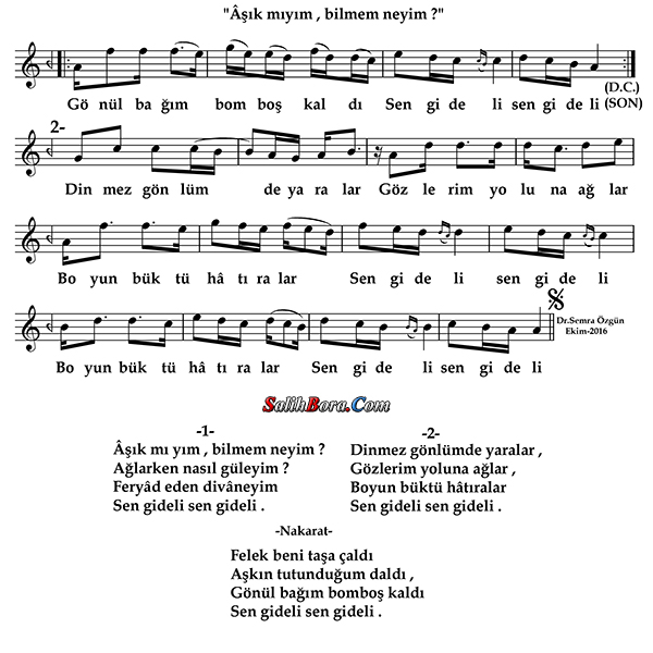 Aşık Mıyım Bilmem Neyim? 3 Âşık mıyım bilmem neyim notası - 3