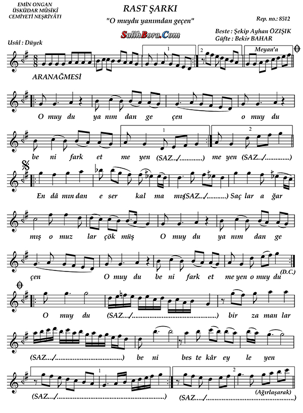 O Muydu Yanımdan Geçen? 2 O muydu yanımdan geçen notası - 3