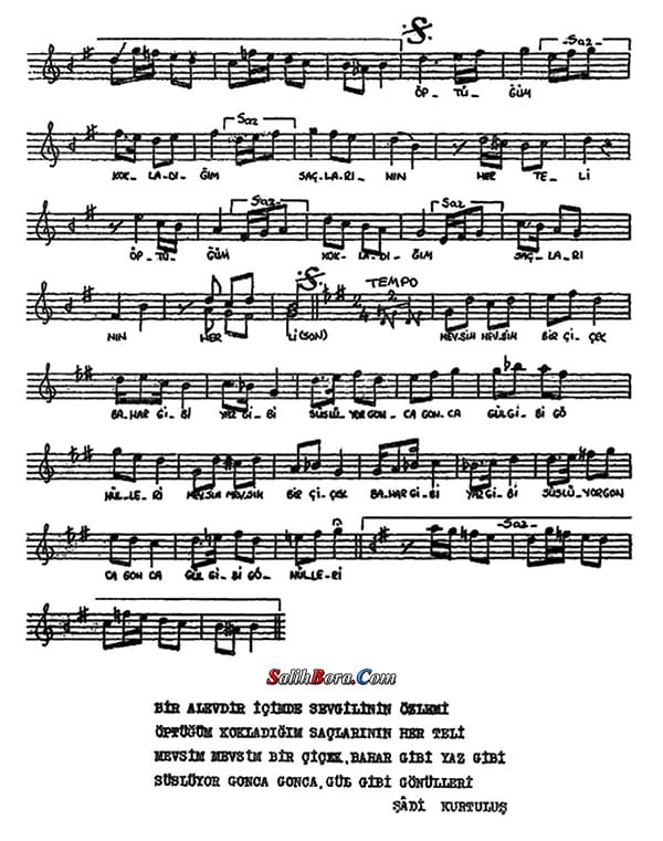 Bir Alevdir İçimde Sevgilinin Özlemi 5 Bir alevdir içimde sevgilinin özlemi notası - 2