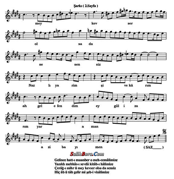 Gelince Hatt-ı Muanber O Meh-cemâlimize 5 Gelince hatt-ı muanber o meh-cemâlimize notası - 2