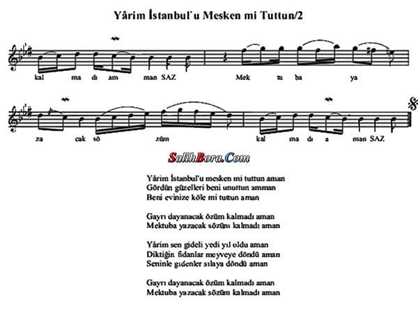 Yârim istanbul'u mesken mi tuttun? 3 Yârim İstanbul'u mesken mi tuttun notası - 2