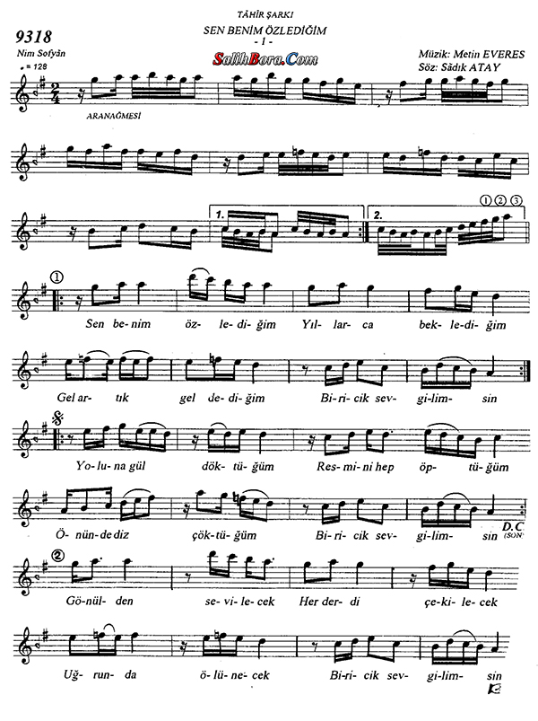 Sen Benim Özlediğim 2 Sen benim özlediğim notası - 1