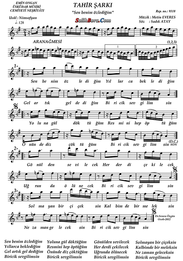 Sen Benim Özlediğim 4 Sen benim özlediğim notası - 3